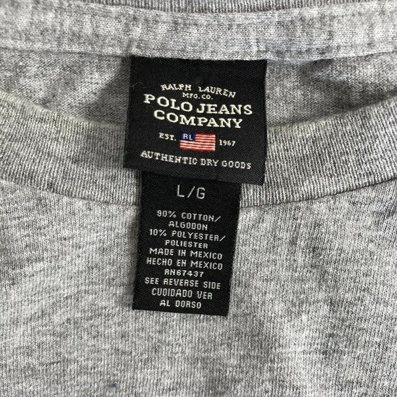 Polo Jeans Company Ralph Lauren T Shirt Mens Long Sleeve Large 1967 Gray Wings - Picture 4 of 7